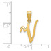 14K Yellow Gold V Script Initial Letter Pendant - (B14-373)