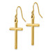 14K Yellow Gold Cross Shepherd Hook Dangle Earrings - (B36-900)