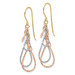 14K Tri-Color Gold Diamond-cut Tear Drop Dangle Earrings - (B42-268)