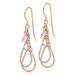 14K Tri-Color Gold Diamond-cut Tear Drop Dangle Earrings - (B42-268)