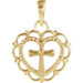 14K Yellow Gold Youth Heart with Cross Pendant - (B16-393) 14K Yellow Gold Youth Heart with Cross Pendant - (B16-393)
