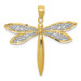 14K Yellow Gold with Rhodium Dragonfly Pendant - (A83-268) 14K Yellow Gold with Rhodium Dragonfly Pendant - (A83-268)