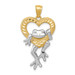 14K Yellow Gold and Rhodium Diamond-cut Frog In Heart Pendant - (A85-232) 14K Yellow Gold and Rhodium Diamond-cut Frog In Heart Pendant - (A85-232)