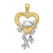 14K Yellow Gold and Rhodium Diamond-cut Frog In Heart Pendant - (A85-232) 14K Yellow Gold and Rhodium Diamond-cut Frog In Heart Pendant - (A85-232)