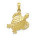10K Yellow Gold Solid Polished Open-Backed Turtle Pendant - (A88-261)
