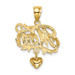 14K Yellow Gold Mom With Dangling Heart Charm Pendant - (A89-746) 14K Yellow Gold Mom With Dangling Heart Charm Pendant - (A89-746)