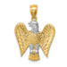 14K Yellow Gold White Rhodium Eagle Pendant - (A89-821)