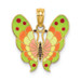 14K Yellow Gold With Multi-color Enamel Butterfly Charm Pendant - (A91-438)