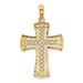 14K Yellow Gold Diamond-cut With Satin Edge Latice Cross Charm Pendant - (A93-183) 14K Yellow Gold Diamond-cut With Satin Edge Latice Cross Charm Pendant - (A93-183)