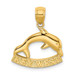 14K Yellow Gold 2-D Key West Dolphin Charm Pendant - (A93-263)