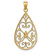 14K Yellow Gold with White Rhodium with Heart Beaded Filigree with Diamond-cut Teardrop Charm Pendant - (A94-170) 14K Yellow Gold with White Rhodium with Heart Beaded Filigree with Diamond-cut Teardrop Charm Pendant - (A94-170)