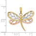 14K Tri-Color Gold Dragonfly With Beaded Diamond-cut Wings Charm Pendant - (A94-186)