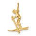 14K Yellow Gold Moveable Snow Skier Charm - (A82-455)