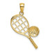 14K Yellow Gold Diamond-cut Tennis Racquet Charm - (A85-309)