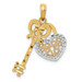 14K Yellow Gold & Rhodium Diamond-cut Key & Heart Lock Pendant - (A85-454) 14K Yellow Gold & Rhodium Diamond-cut Key & Heart Lock Pendant - (A85-454)