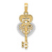 14K Yellow Gold & Rhodium Diamond-cut Key & Heart Lock Pendant - (A85-454) 14K Yellow Gold & Rhodium Diamond-cut Key & Heart Lock Pendant - (A85-454)