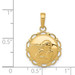 14K Yellow Gold Polished Angel Cherub On Round Scallop Frame Pendant - (A85-950) 14K Yellow Gold Polished Angel Cherub On Round Scallop Frame Pendant - (A85-950)