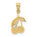 14K Yellow Gold Polished Red Enameled Cherries Pendant - (A86-637)