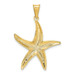 14K Yellow Gold and Rhodium Diamond-cut Polished Starfish Pendant - (A87-179)