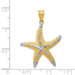 14K Yellow Gold and Rhodium Diamond-cut Polished Starfish Pendant - (A87-179)