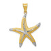 14K Yellow Gold and Rhodium Diamond-cut Polished Starfish Pendant - (A87-179)
