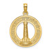 14K Yellow Gold Ocean City Round Frame With Lighthouse Charm Pendant - (A92-394)