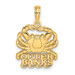 14K Yellow Gold Polished Outer Banks Under Crab Charm Pendant - (A92-636) 14K Yellow Gold Polished Outer Banks Under Crab Charm Pendant - (A92-636)