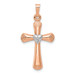 14K Two-tone Gold .01-Carat Diamond Accent Brushed and Polished Hollow Latin Heart Cross Pendant - (A97-265) 14K Two-tone Gold .01-Carat Diamond Accent Brushed and Polished Hollow Latin Heart Cross Pendant - (A97-265)