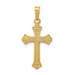 14K Yellow Gold Polished Fleur de lis Cross Pendant - (B11-619)