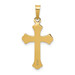 14K Yellow Gold Polished Fleur de lis Cross Pendant - (B11-619)