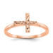 14K Rose Gold Polished & Diamond-cut Cross Ring - Size 7 - (B31-920)