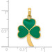 14K Yellow Gold Green Enameled Shamrock Pendant - (A83-470)