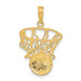 14K Yellow Gold Swoosh Basketball and Net Pendant - (A83-529) 14K Yellow Gold Swoosh Basketball and Net Pendant - (A83-529)