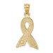 14K Yellow Gold Large Enameled Pink Awareness Ribbon Pendant - (A84-907)