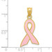 14K Yellow Gold Large Enameled Pink Awareness Ribbon Pendant - (A84-907)