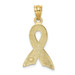 14K Yellow Gold Large Enameled Pink Awareness Ribbon Pendant - (A84-907)