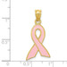 14K Yellow Gold Large Enameled Pink Awareness Ribbon Pendant - (A84-907)