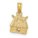 14K Yellow Gold 3-D Bungalow Island Hut Charm Pendant - (A91-997)