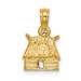 14K Yellow Gold 3-D Bungalow Island Hut Charm Pendant - (A91-997)