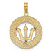 14K Yellow Gold Barbados On Round Frame With Trident Spear Charm Pendant - (A93-334)