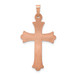 14K Rose Gold Brushed and Polished Budded Cross Pendant - (B11-139)