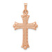 14K Rose Gold Brushed and Polished Budded Cross Pendant - (B11-139)