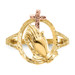 14K Two-tone Gold Diamond-cut Praying Hands Cross Ring - Size 6 - (B31-855)