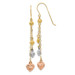 14K Tri-Color Gold Puff Heart Dangle Earrings - (B42-723)