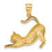 14K Yellow Gold Stretching Cat Pendant - (A83-248)