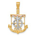14K Tri-Color Gold Diamond-cut Textured Mariner's Cross Pendant - (A83-596)