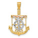 14K Tri-Color Gold Diamond-cut Textured Mariner's Cross Pendant - (A83-596)