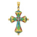 14K Yellow Gold Multi Color Acrylic Cross Pendant - (A83-656) 14K Yellow Gold Multi Color Acrylic Cross Pendant - (A83-656)