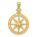 14k Yellow Gold Diamond-cut Polished Compass Pendant - (A86-282)