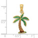 14K Yellow Gold Enamel Palm Tree Charm Pendant - (A91-146)
